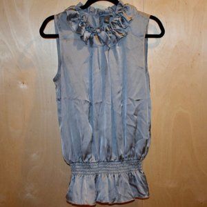 Silver Silk Blouse, Size 8
